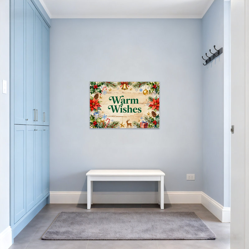 Couronne de Noël avec poinsettias et décorations de Noël, H 20 po x l 30 po