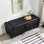 Banc avec repose-pieds 48 po avec rangement, banc pour la chambre à coucher, le salon, le couloir, rembourré et revêtu de similicuir capitonné noir