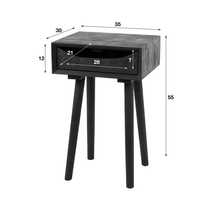 Reeltown 35cm W Solid Wood Bedside Table