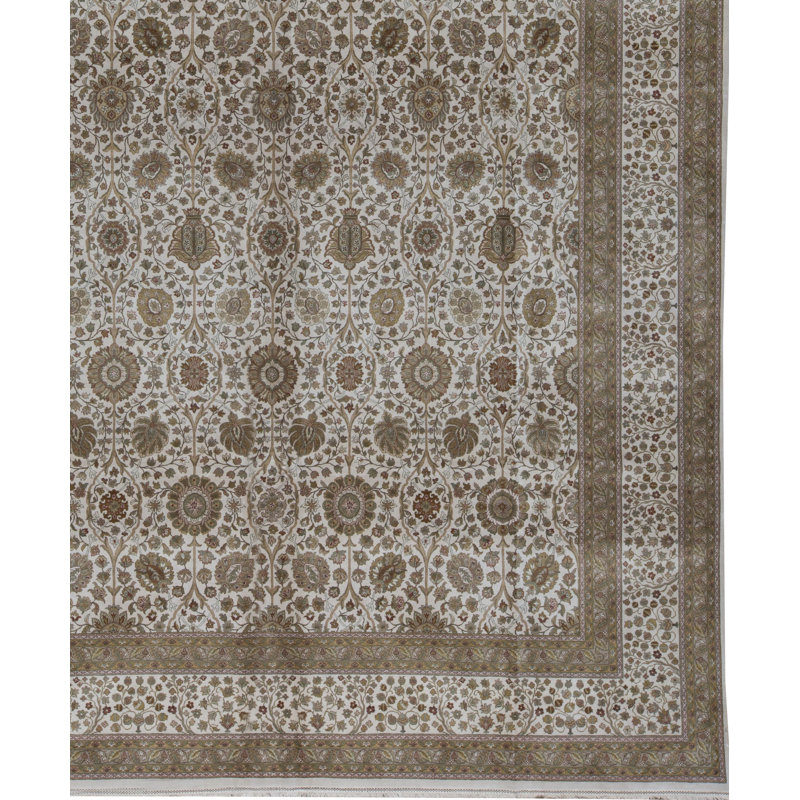 Tapis ivoire et ivoire noué à la main de haute qualité