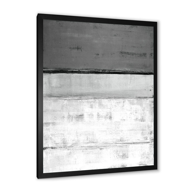 Toile abstraite, impression sur fond blanc et gris - fond blanc et gris, H 36 po x l 24 po x P 1 po, Cadre photo noir