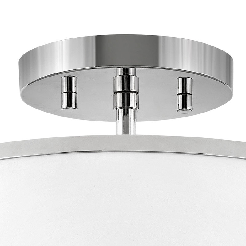 Clarke Medium Semi-Flush Mount, Polished Nickel, White