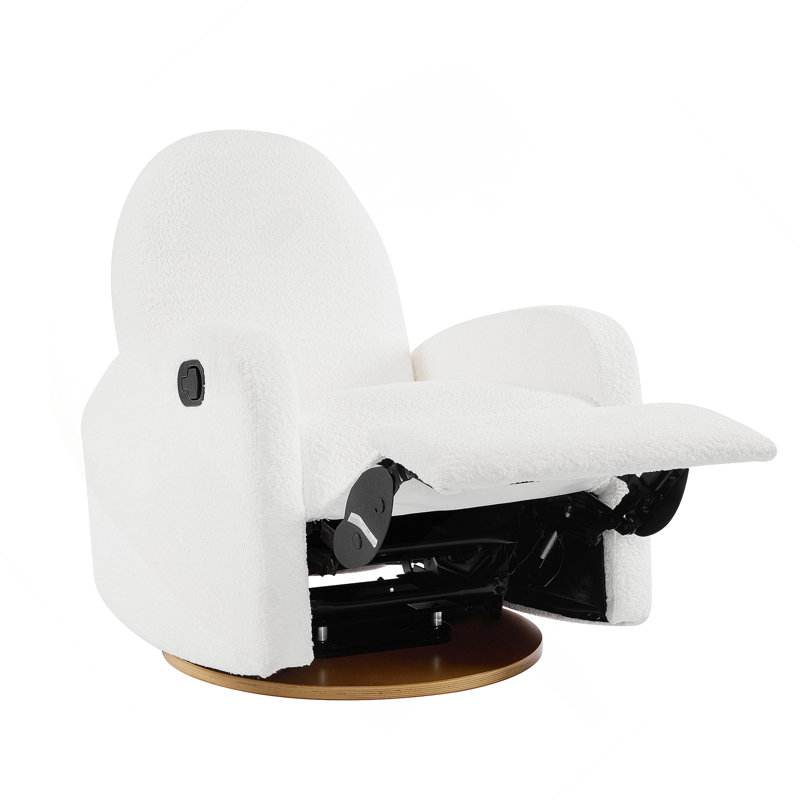 360 Swivel And Glider Recliner Chair-Beige, Beige Boucle