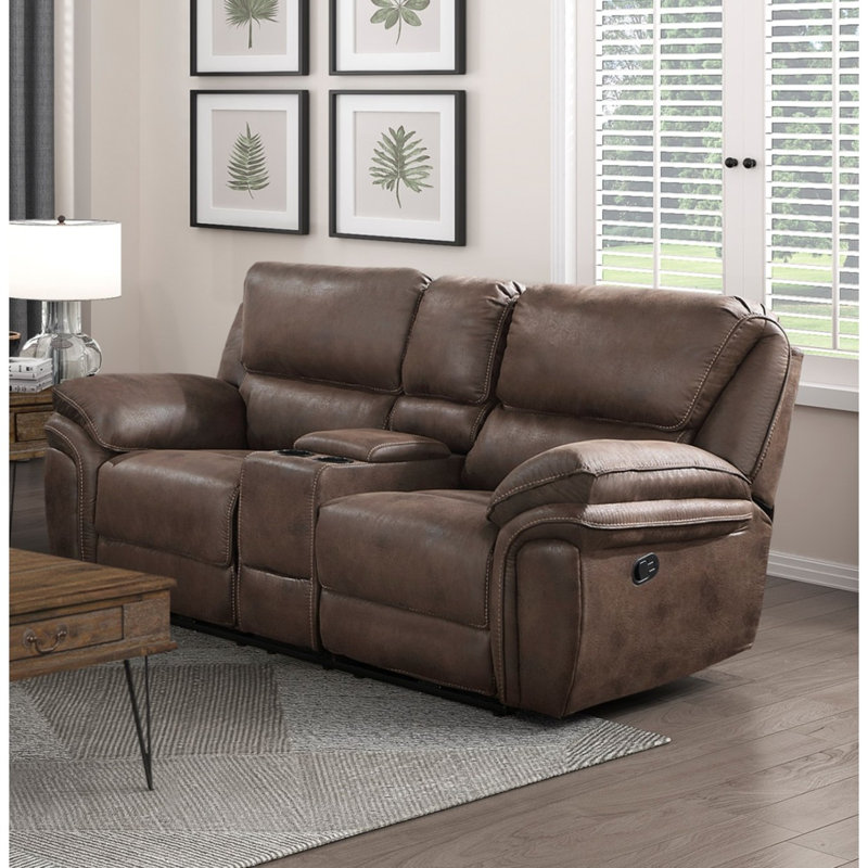 Moderne canapé moelleux salon inclinable Causeuse en microfibre revêtement bois massif meubles 1pc, Brun