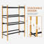 Range-chaussures extensible, étagère à chaussures empilable 8 paires, range-chaussures réglable en métal pour placard, entrée, couloir, garage, porte d'entrée, étagères à chaussures, 2 niveaux en bambou