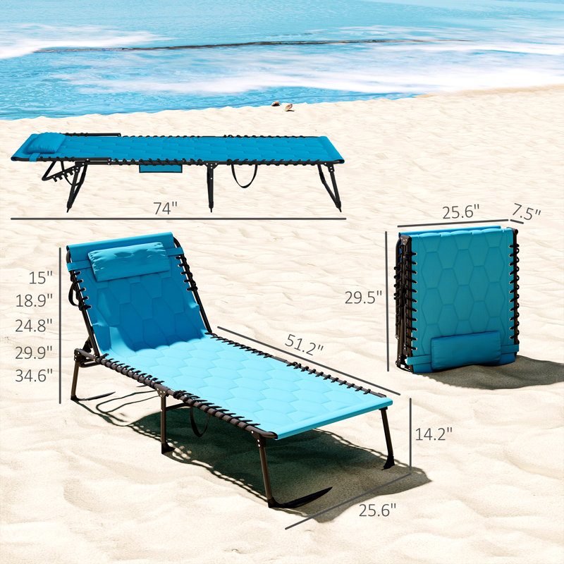 Vincenza Outdoor Metal Chaise Lounge, Blue, 2