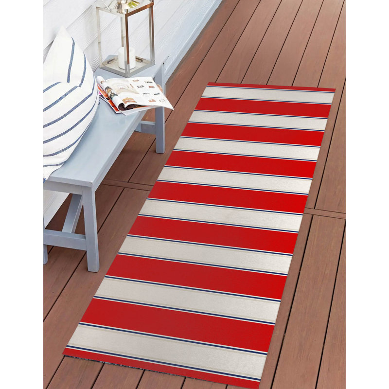 Tapis d'extérieur à rayures Cabana, Tapis de couloir 2 pi 6 po x 8 pi