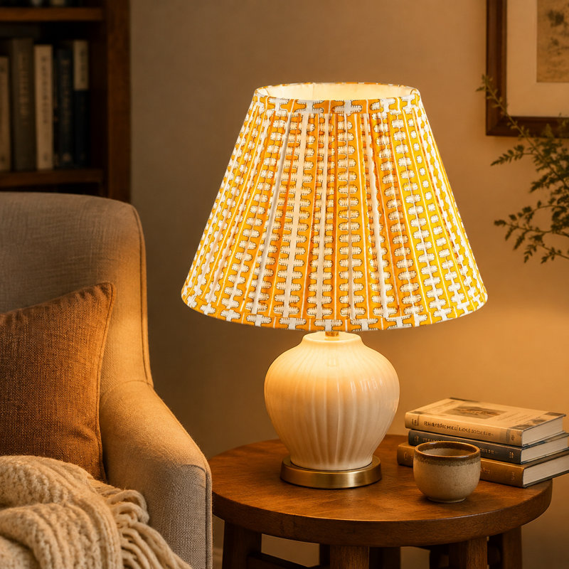 Handcrafted Meadow Striped Cotton Yellow Lampshade