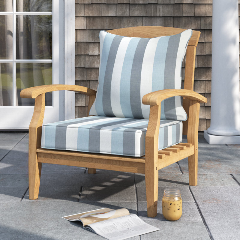 Calheta Indoor/Outdoor Sunbrella Seat/Back Cushion, Blue Stripe Sunbrella®, 29" W x 27" D