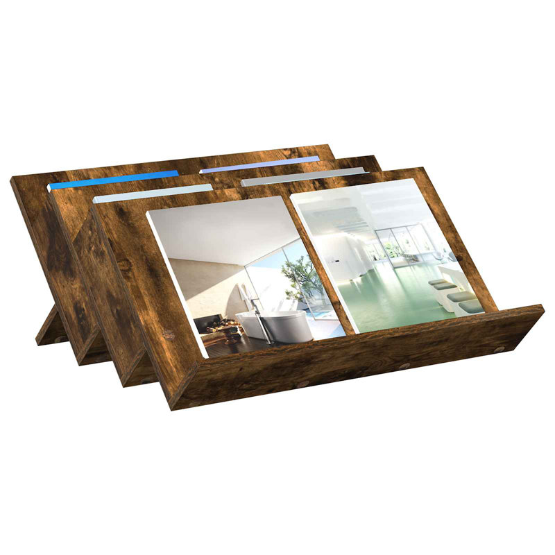 Wood Free Standing Magazine Rack, Dark Brown
