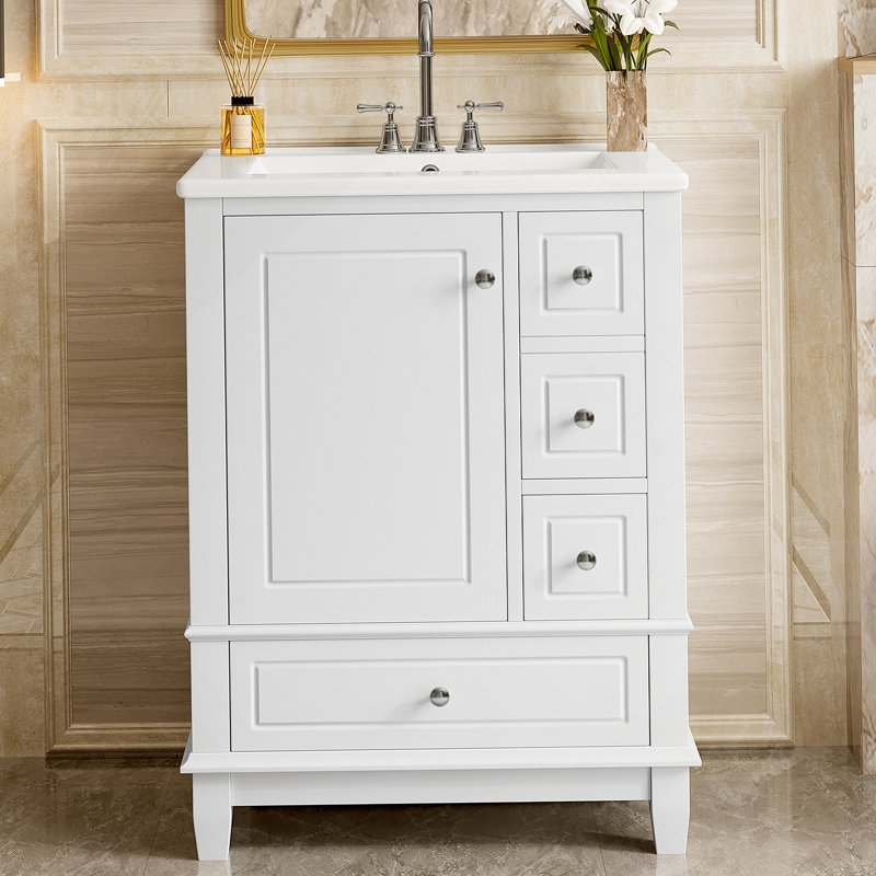 Meuble-lavabo 24 po avec lavabo en céramique, Blanc