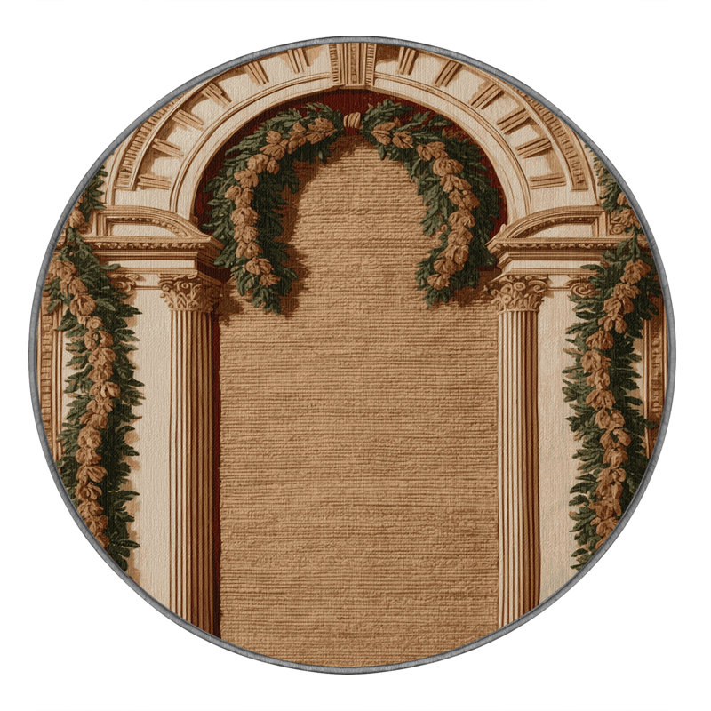 Tapis brun français lavable à la machine, Rond 8 pi