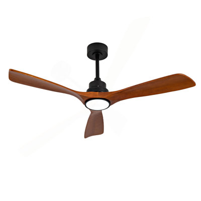 New Model 52 Inch Wood Ceiling Fans With Lights And Remote Control, Reversible DC Motor, Black Ceiling Fan For Living Room, Bedroom