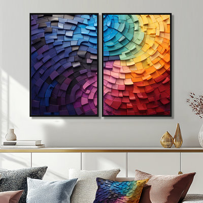 Abstrait arc-en-ciel coloré arc collage - paysages arc-en-ciel, art mural