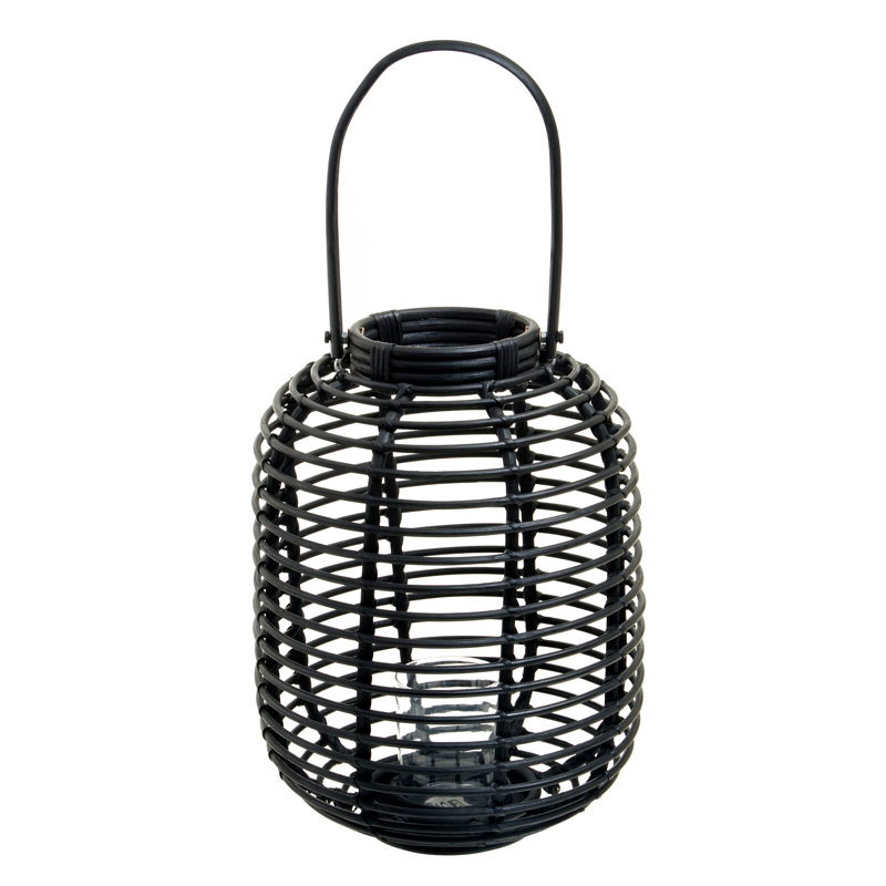 Bourbeau Wicker Tabletop Lantern, Black