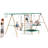 6 In 1 Multifunction Kids Swing Set For Backyard, Heavy-Duty A-Frame Metal Stand With 3 Adjustable Swing Climbing, Net, Trampoline, Basketball Hoop
