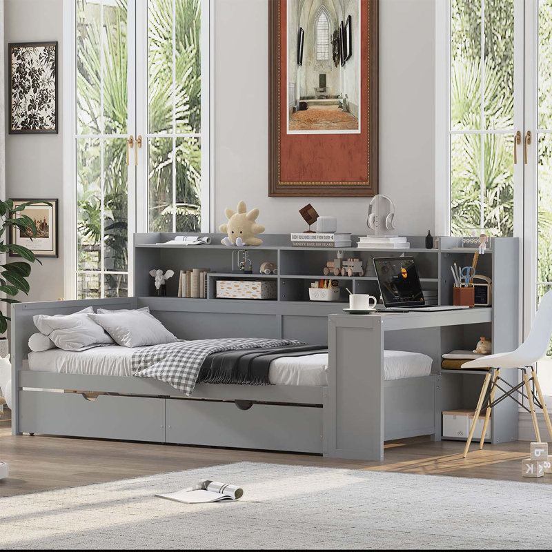 Versatile Daybed with Storage and Desk for Optimal Space Utilization, Twin