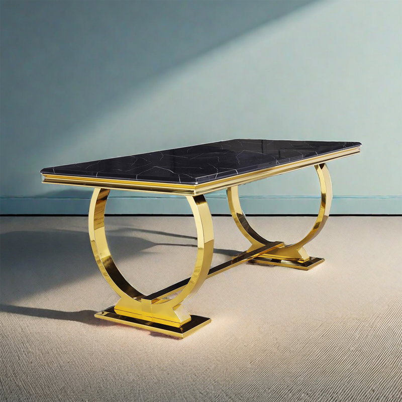 Black And Gold Dining Table With Circle Base