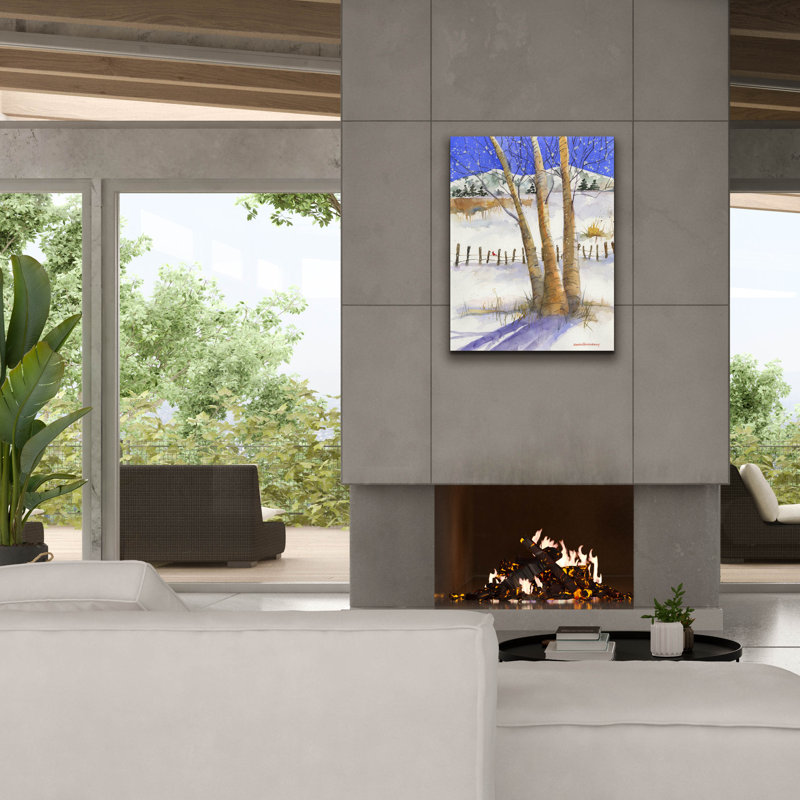 Art mural sur toile Winston Porter «Birch With Cardinal» par Annelein Beukenkamp, H 34 po x l 26 po x P 1,5 po