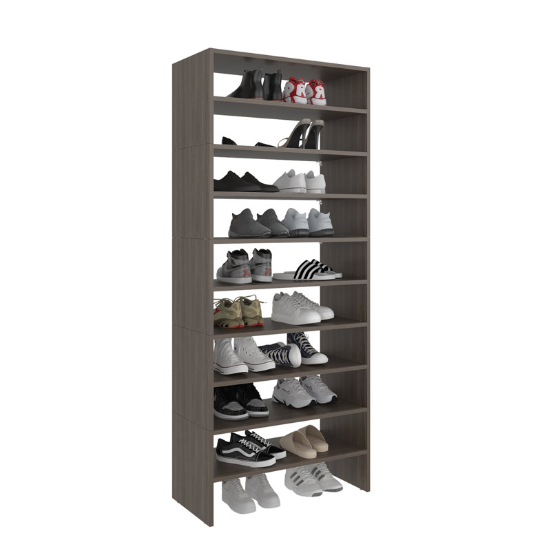 Range-chaussures moderne Sahara FM, noyer gris, 67.8"H x  13.4"W x  28.3"D