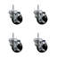 3 Inch_Soft Rubber Wheel Swivel 5/8 Inch Threaded Stem Caster Set with Brake SCC