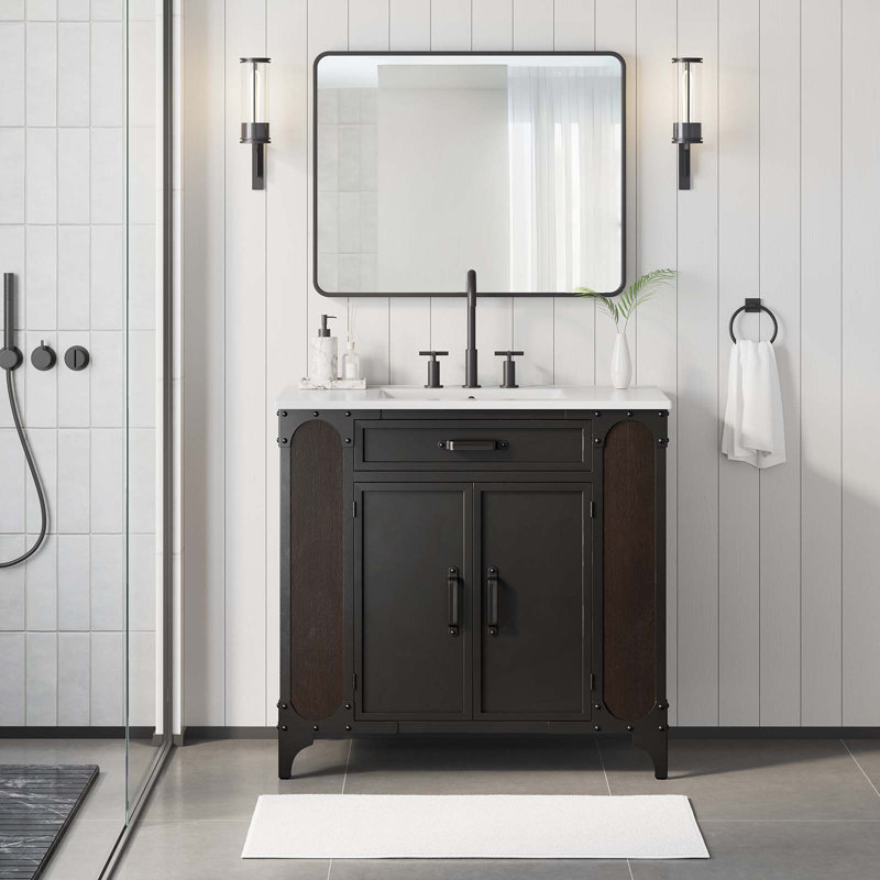 Steamforge 36'' Single Bathroom Vanity with Top, White