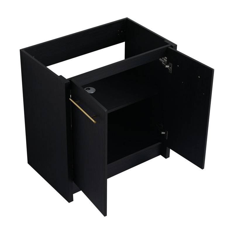Meuble-lavabo de salle de bain autoportant 30 po - Châtaignier noir, saveur moderne, porte à fermeture en douceur, modèle de rangement encombrant 30 po, modèle attrayant