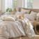 Striped Duvet Cover Set 100% Washed Cotton Linen Like Textured