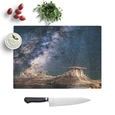 Tempered Glass Starlight over Desert Rocks Chopping Board