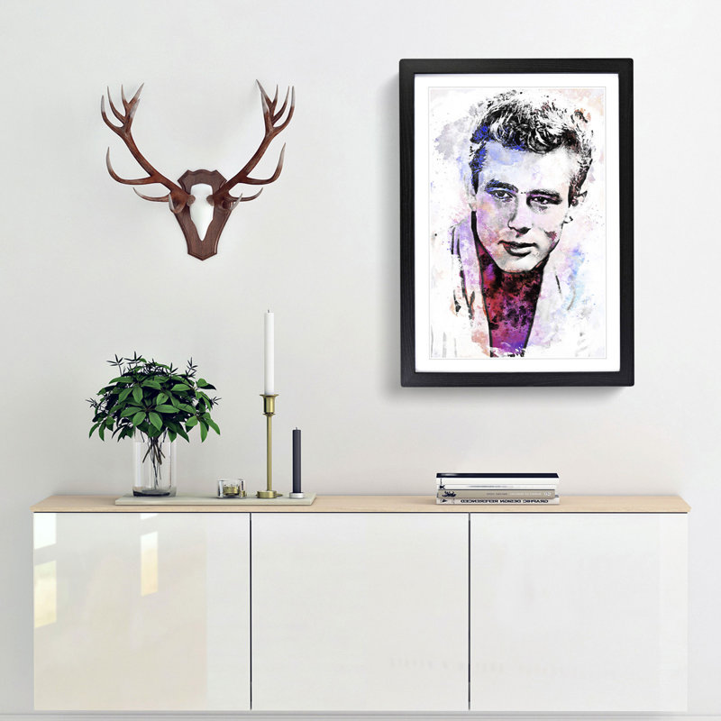 James Dean in Abstract - Framed Print, 87cm H x 62cm W x 2cm D, Black Framed
