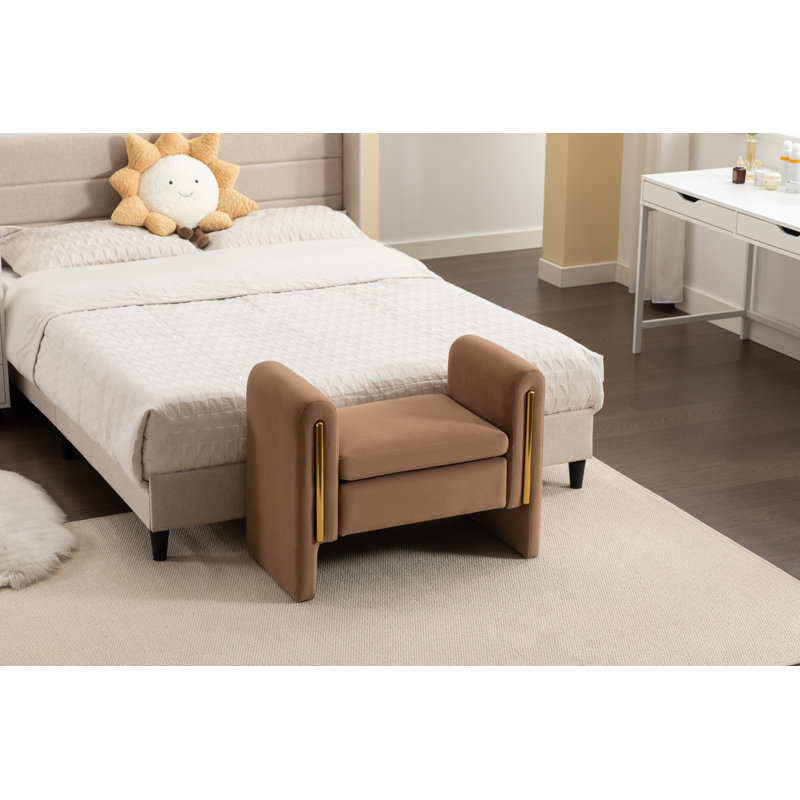 Banc de maquillage en velours pour banc de chaussures, Café