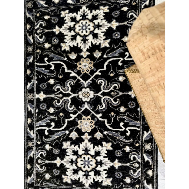 Tiny Knots Wool Southwestern Area Rug in Reverie Black