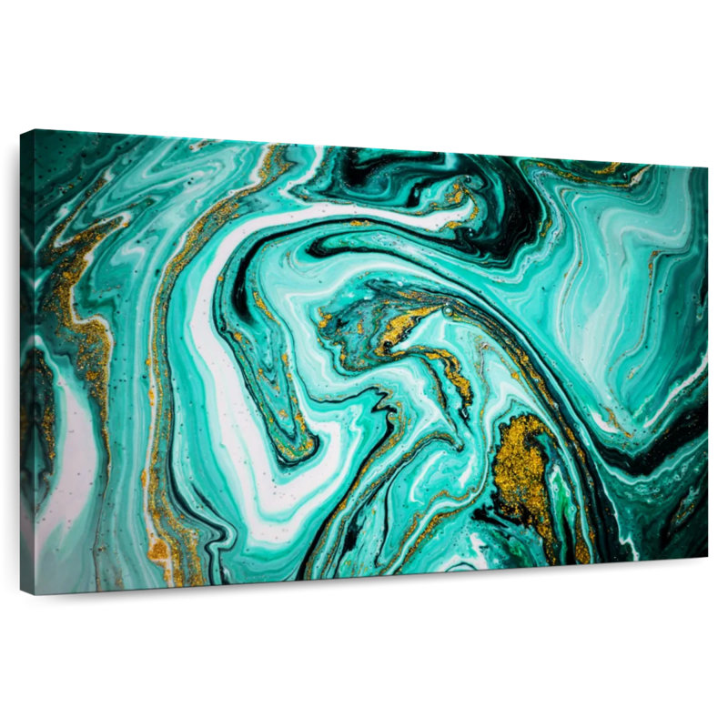 Avery Teal Marble Abstract, 16" H x 24" W