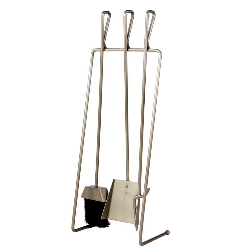 Alcia Iron Fireplace Tool Set, Pewter Antique