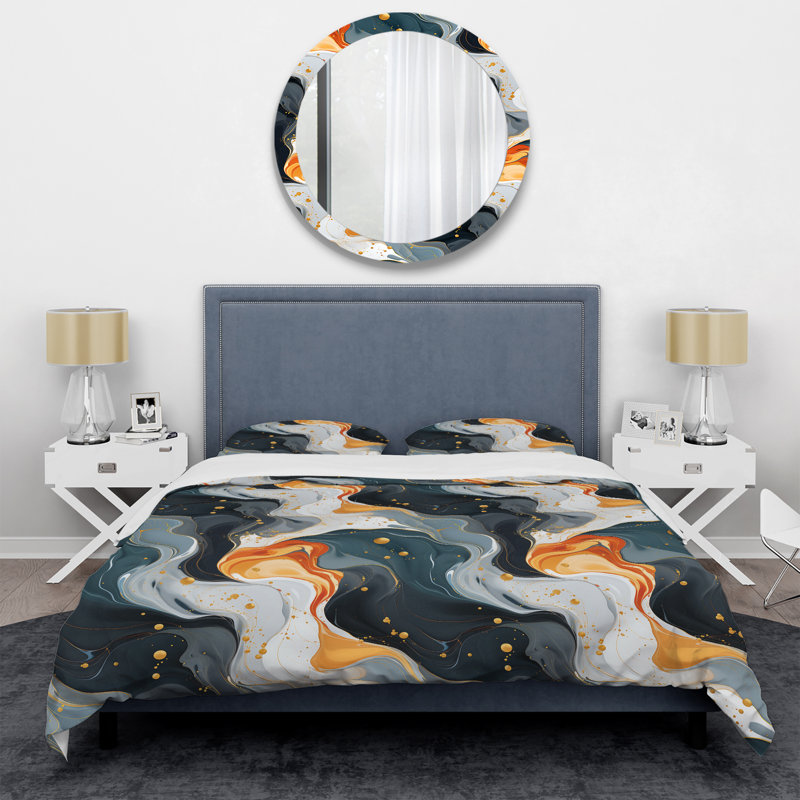 Ensemble de housse de couette en marbre Urban Retreat, Housse de couette simple + 1 taie décorative stan