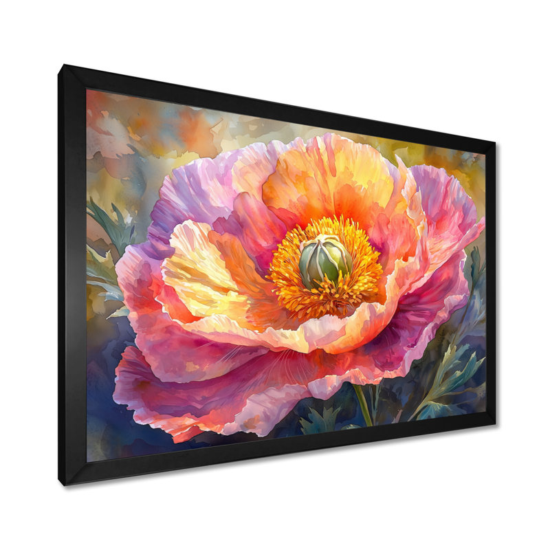 Décoration murale pivoines ensoleillées Bloom of Elegance II - pivoines, H 34 po x l 44 po, Cadre simple noir