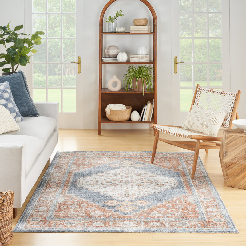 Tapis multicolore lavable à la machine Makalyn, Rectangle 6 pi 7 po x 9 pi