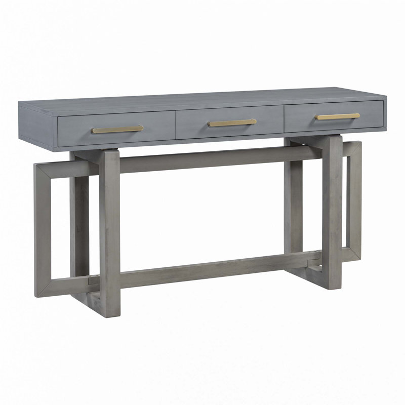 Console avec trois tiroirs, Argent, Gris antique