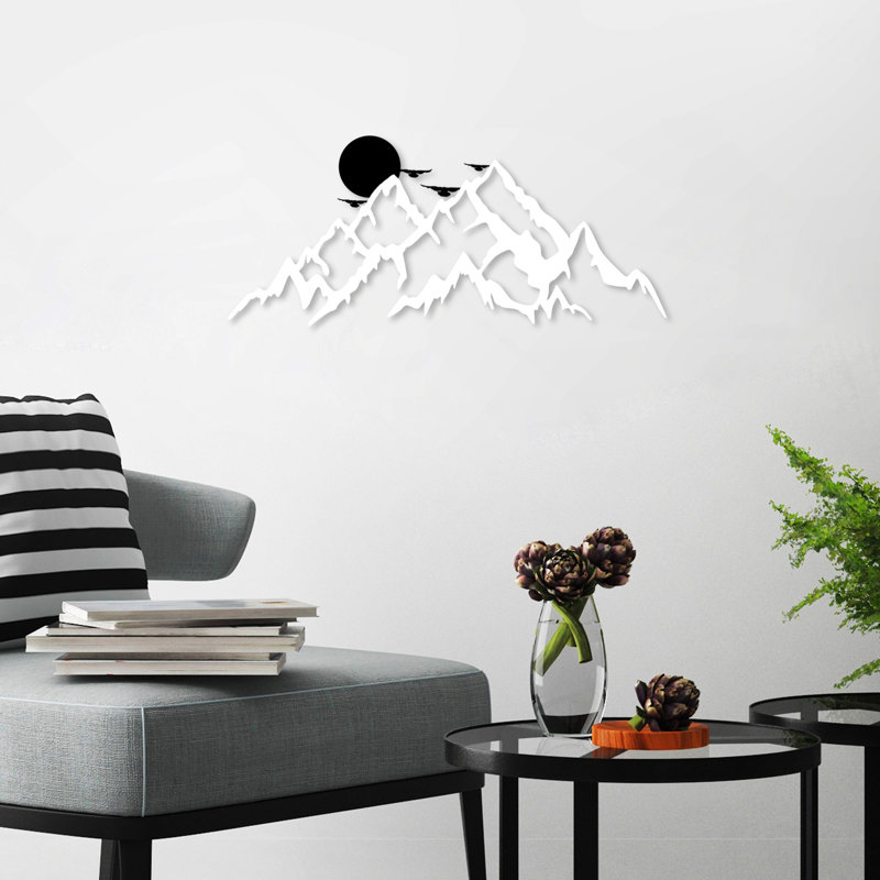 Élégant accessoire mural décoratif en métal, blanc, 23,2 po x 9,8 po | Fabrication 100% métal, épaisseur: 0,06 po | Léger à 0,7 lb, facile à suspendre | Parfait pour la décoration intérieure moderne et l'art mural unique