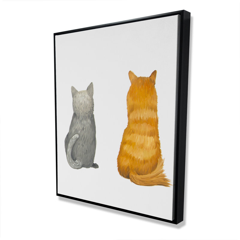 Vue de dos de six chats alignés - Toile encadrée