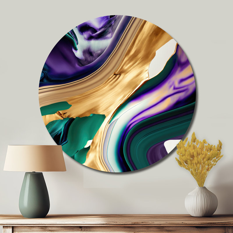 «Mauve», «Green» et «Bold Strokes I» - Art abstrait rond en métal, H 16 po x l 16 po