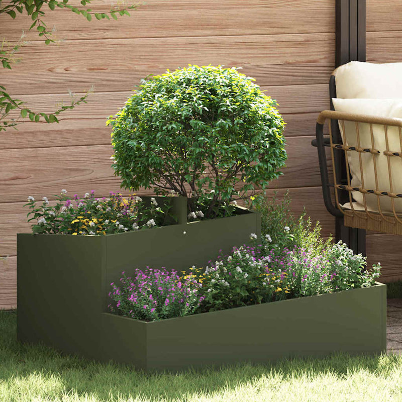 Garden Planter 80 X 80 X 50 Cm Cold-Rolled Steel, Olive Green
