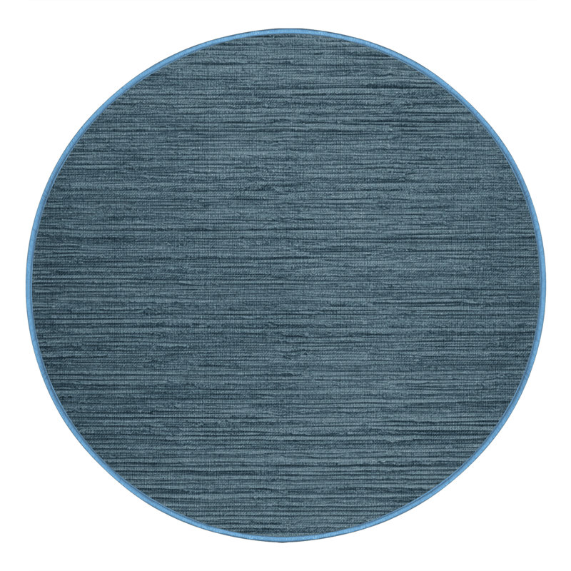 Tapis bleu uni lavable à la machine, Rond 6 pi