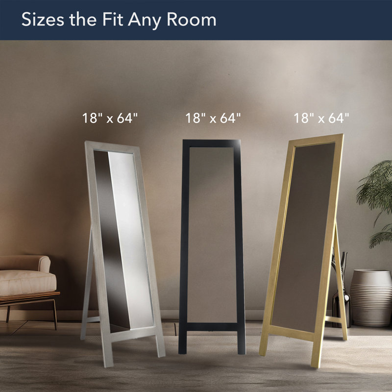 Polystyrene Rectangle Floor Mirror, Brushed Nickel