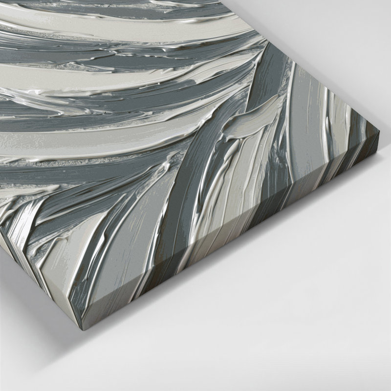Art mural horizontal sur toile à rayures horizontales blanc argenté gris, H 16 po x l 16 po