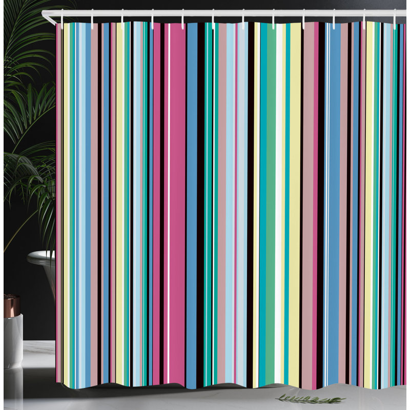 Abstract Shower Curtain with Hooks Included, 75" H x 69" W, Brown
