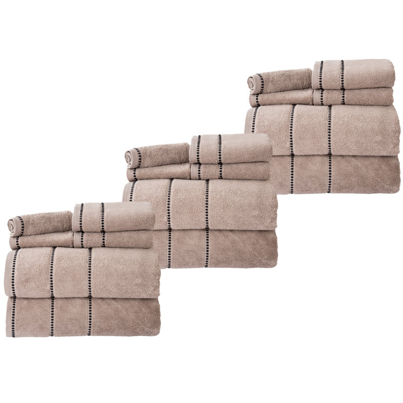 Ensemble de serviettes 18 pièces Lavish Home - Accessoires de salle de bain en coton absorbant avec 6 serviettes de bain, 6 serviettes à main et 6 débarbouillettes - Serviettes à séchage rapide