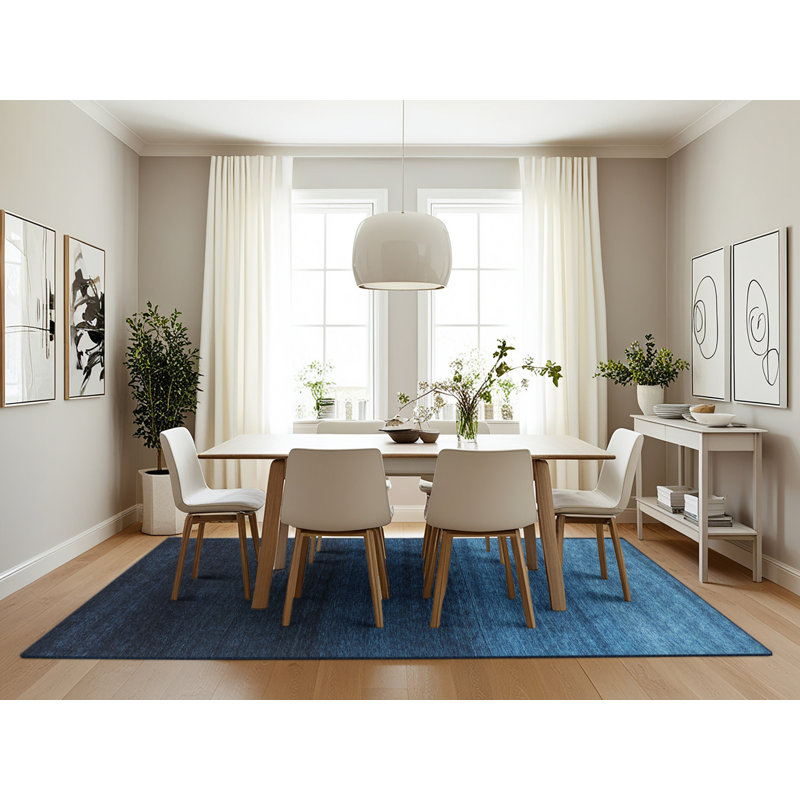 Tapis contemporain noir / bleu, Rectangle 7 pi x 10 pi