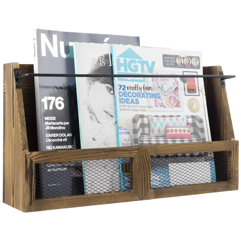 Solid Wood Free Standing Magazine Rack