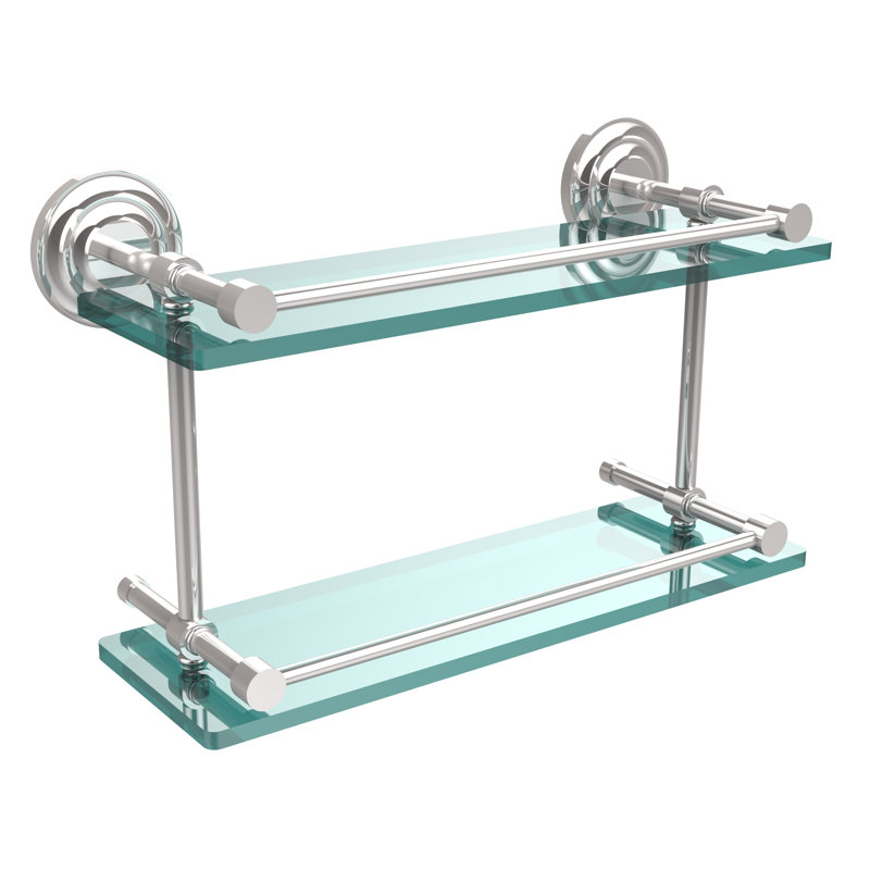 Leamore 2 Piece Tiered Shelf, Polished Chrome, 8" H x 16" W x 5" D